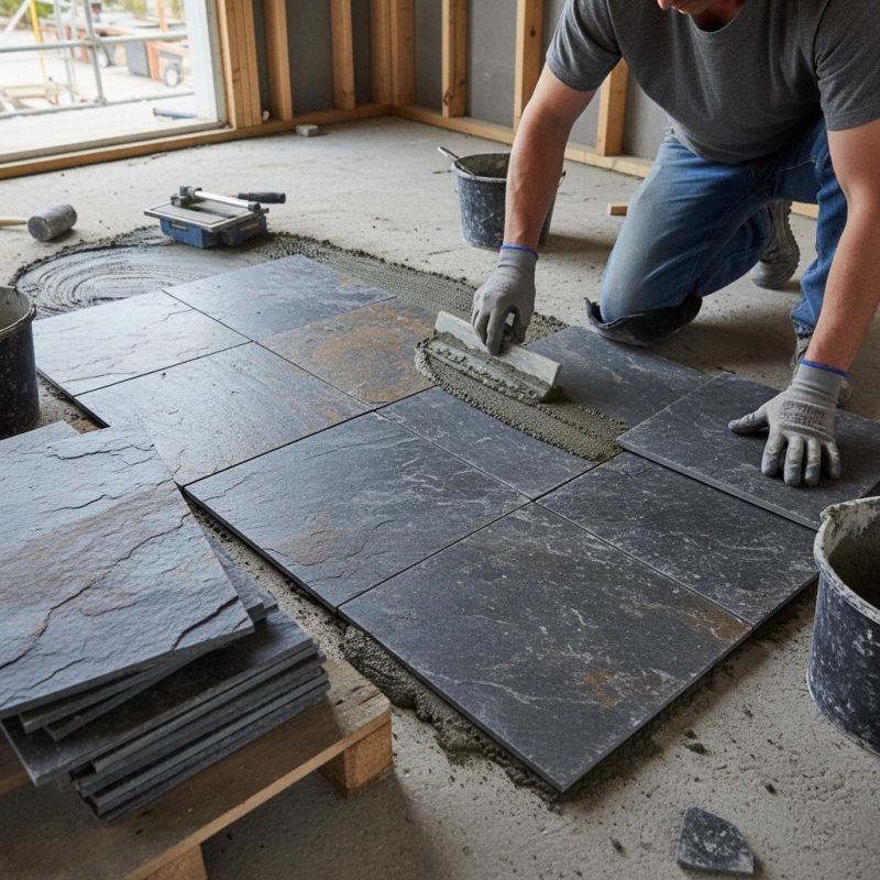 Slate Tile Floor Installation